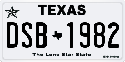 TX license plate DSB1982