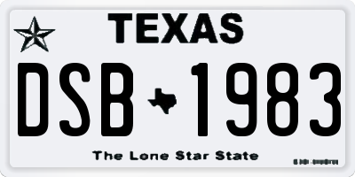 TX license plate DSB1983