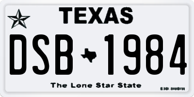 TX license plate DSB1984
