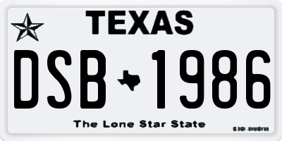 TX license plate DSB1986