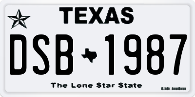 TX license plate DSB1987