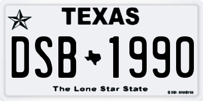 TX license plate DSB1990