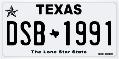 TX license plate DSB1991