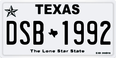 TX license plate DSB1992