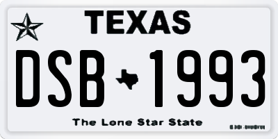 TX license plate DSB1993
