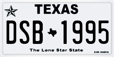 TX license plate DSB1995