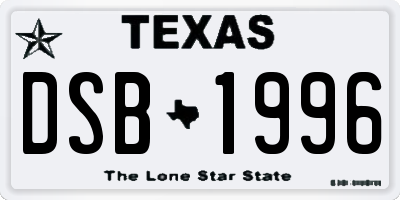 TX license plate DSB1996