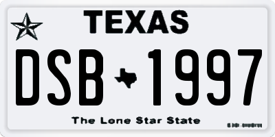 TX license plate DSB1997