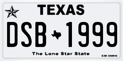 TX license plate DSB1999