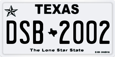 TX license plate DSB2002
