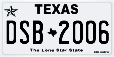 TX license plate DSB2006