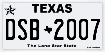 TX license plate DSB2007