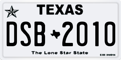 TX license plate DSB2010