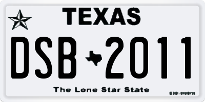 TX license plate DSB2011