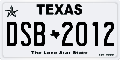 TX license plate DSB2012