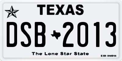 TX license plate DSB2013