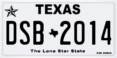 TX license plate DSB2014