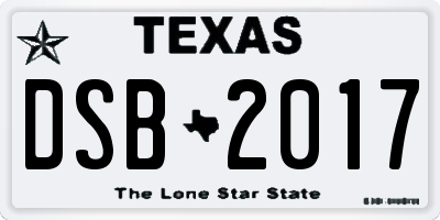 TX license plate DSB2017