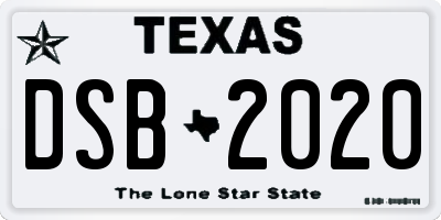 TX license plate DSB2020