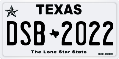 TX license plate DSB2022