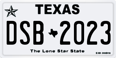 TX license plate DSB2023