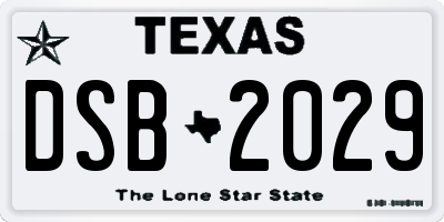 TX license plate DSB2029