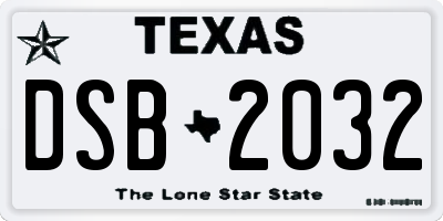 TX license plate DSB2032