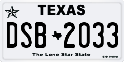 TX license plate DSB2033