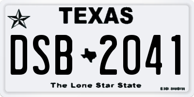 TX license plate DSB2041
