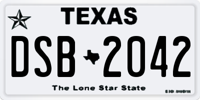 TX license plate DSB2042