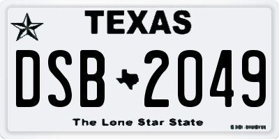 TX license plate DSB2049