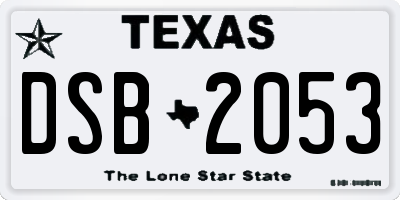 TX license plate DSB2053