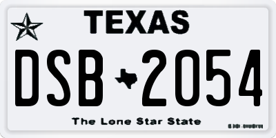 TX license plate DSB2054