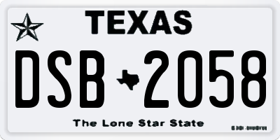 TX license plate DSB2058