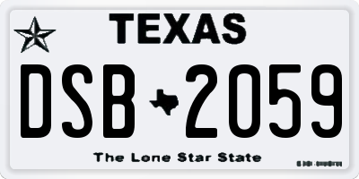 TX license plate DSB2059