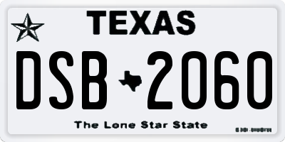 TX license plate DSB2060
