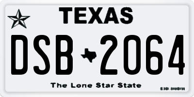 TX license plate DSB2064