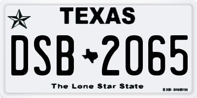 TX license plate DSB2065