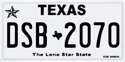 TX license plate DSB2070