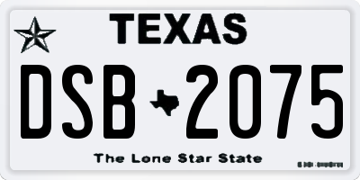 TX license plate DSB2075
