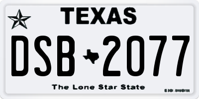 TX license plate DSB2077