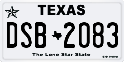 TX license plate DSB2083
