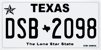 TX license plate DSB2098