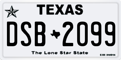 TX license plate DSB2099