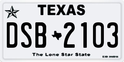 TX license plate DSB2103