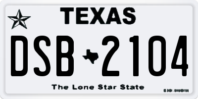 TX license plate DSB2104