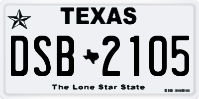 TX license plate DSB2105