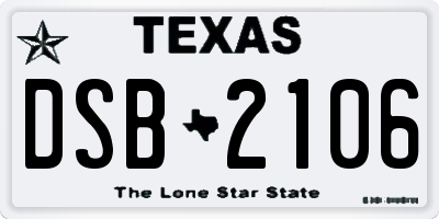 TX license plate DSB2106