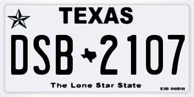TX license plate DSB2107