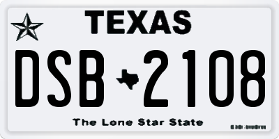 TX license plate DSB2108